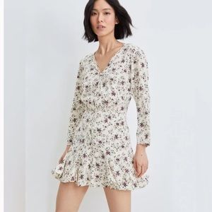 100% Silk Veronica Beard Mini Dress Floral Designer Long Sleeve Sz 0 NWT